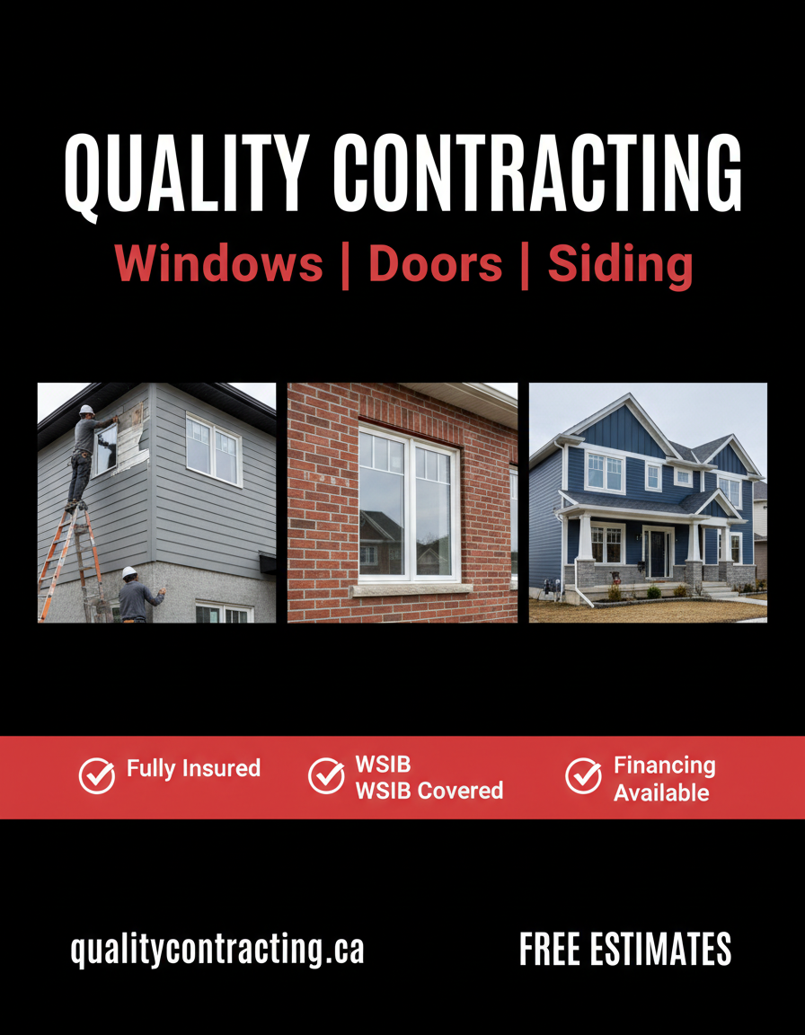 Quality Contracting branded graphic - Windows Doors Siding