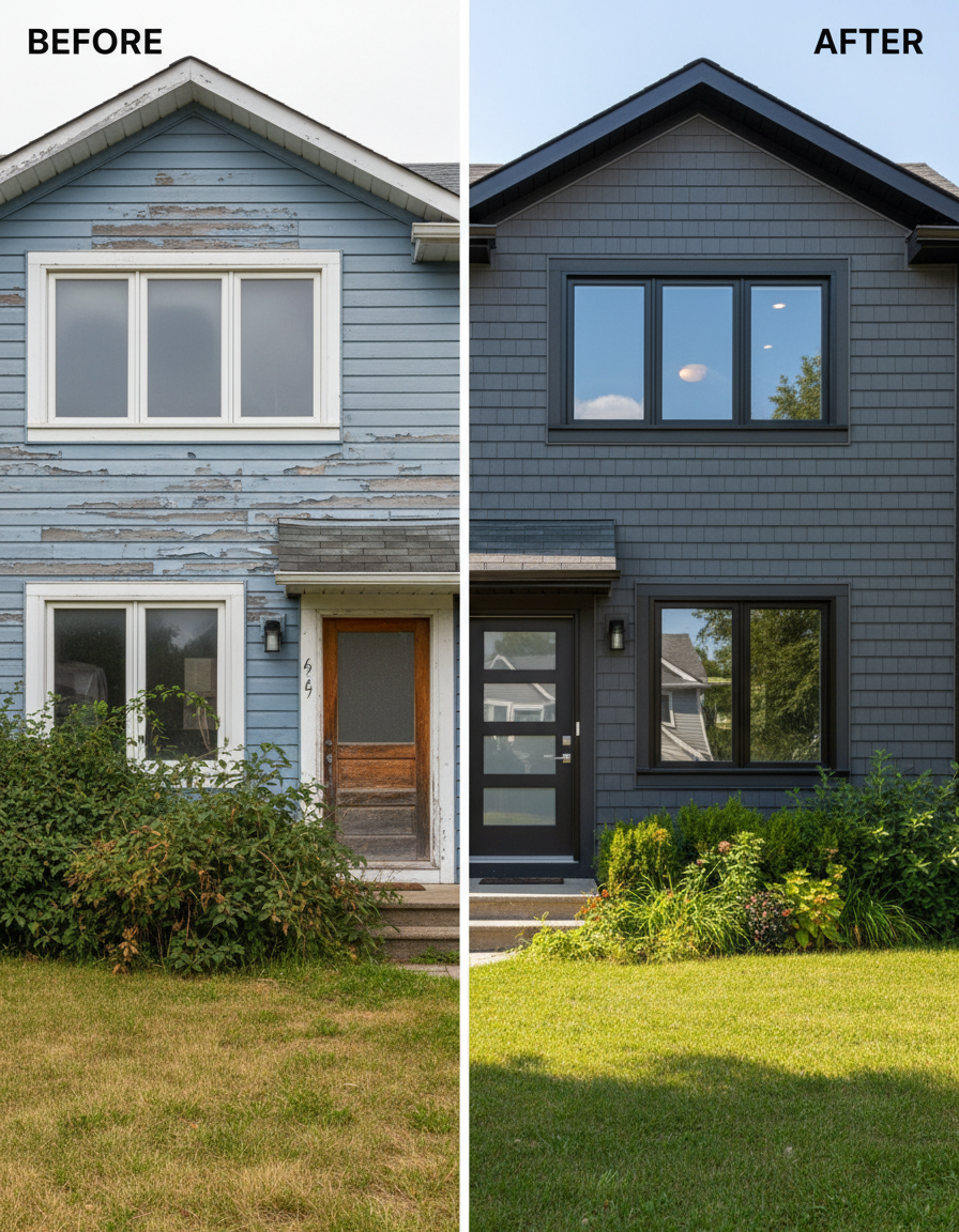 Before and after home renovation - Quality Contracting ad