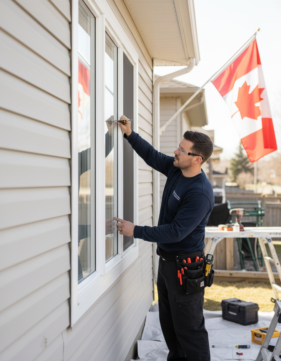 Professional installer fitting new window - Quality Contracting ad